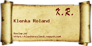 Klenka Roland névjegykártya